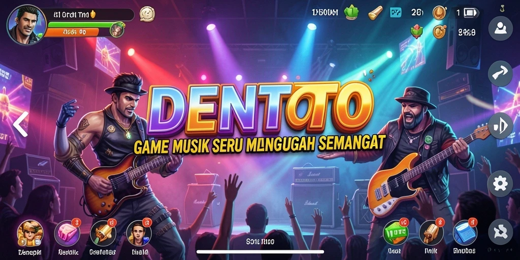 Screenshot DENTOTO menampilkan pemain menikmati gameplay musik yang seru.
